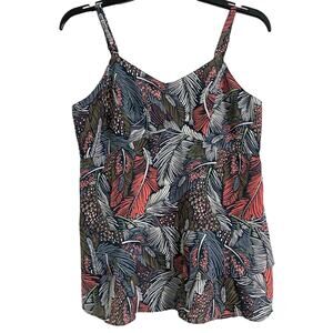 Gap Flowy Feather Print Tank Top Adjustable Spaghetti Strap Size Small Y2K Style